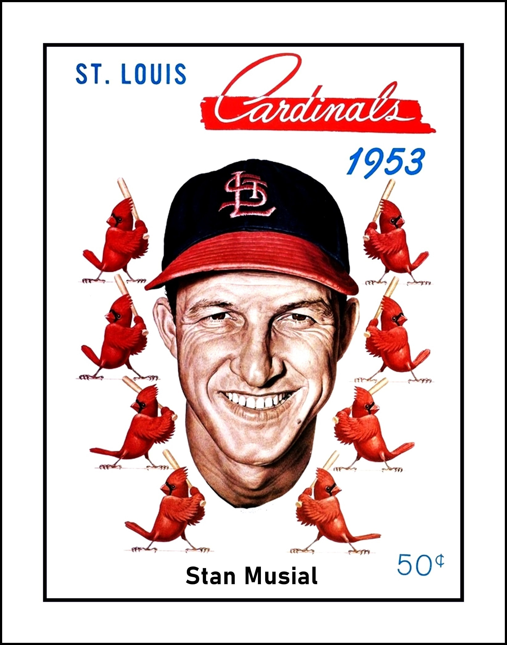 St Louis Cardinals 1953 Program Poster #1, Vintage Unique Wall Art Gift 